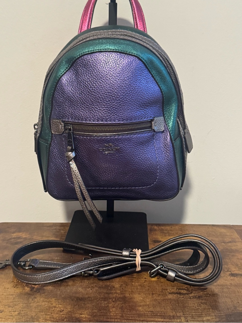 Coach Iridescent Purple Mini Backpack Crossbody Bag